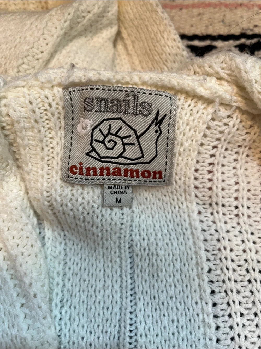 Cream Hooded Knit Cardigan Sweater with Back Lace-Up